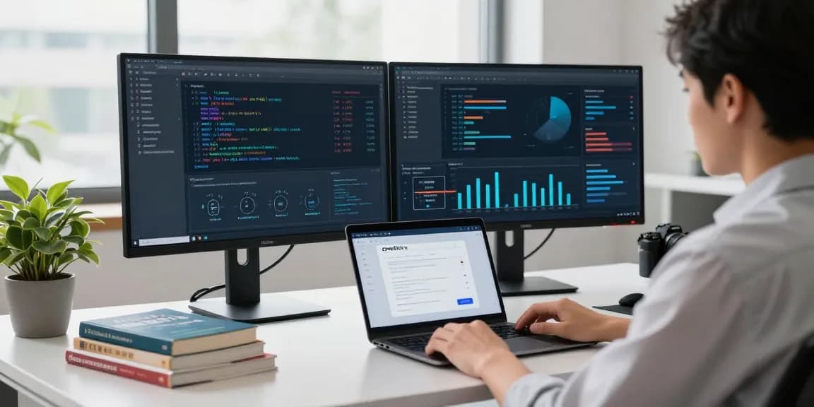 Data scientist analyzing AI trends with crushon ia platform in a modern workspace