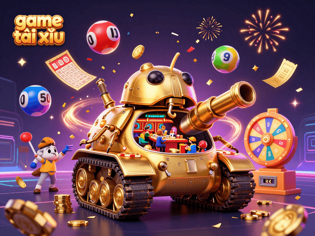 Experience the thrilling game tài xỉu with vibrant visuals and engaging elements in this dynamic casino scene.