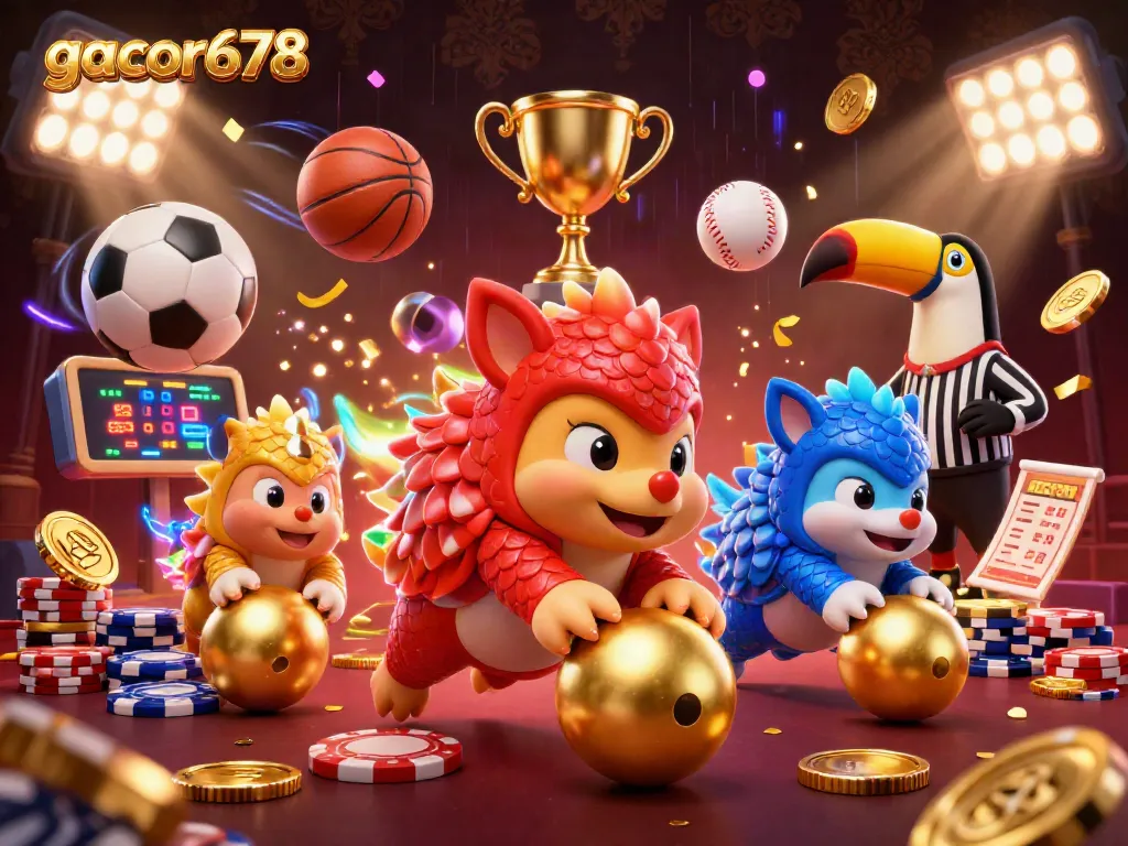 Experience thrilling gambles with gacor678 as rival pangolins roll golden balls through poker chips.