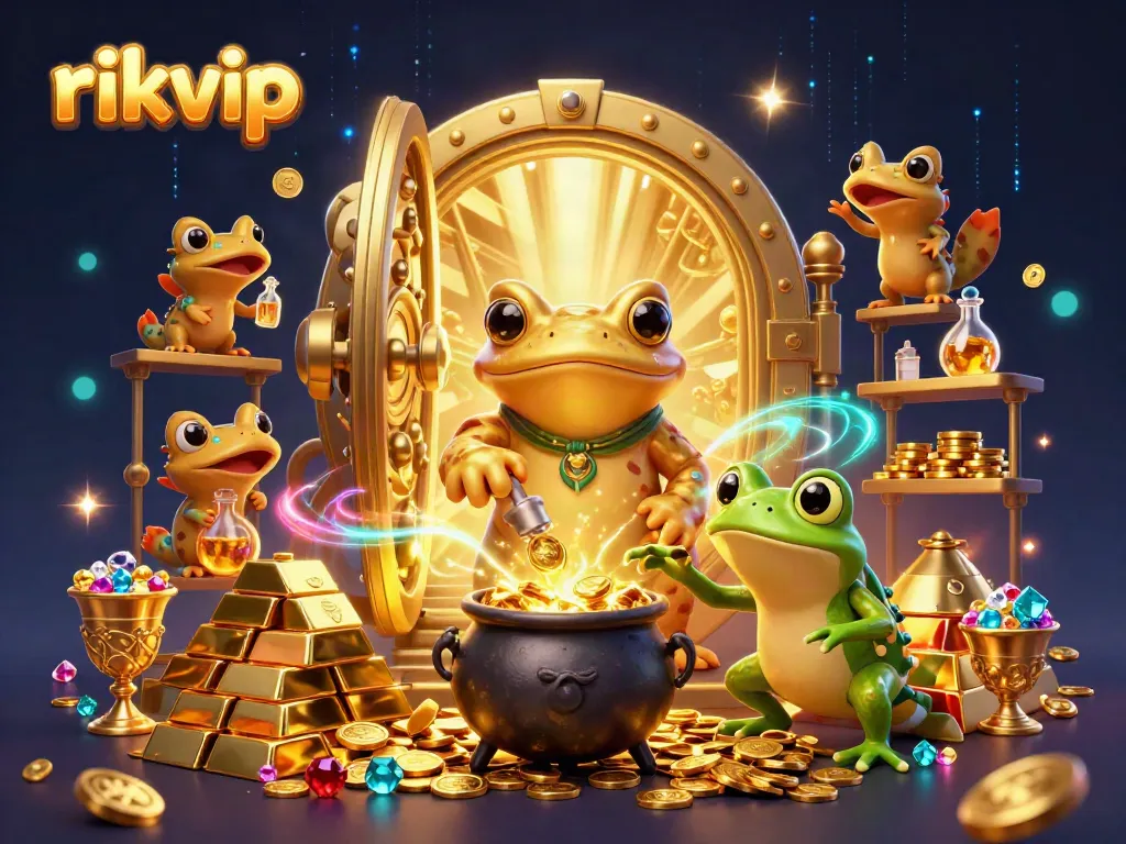 Experience the magic of rikvip with a golden salamander alchemist in a vibrant casino scene.
