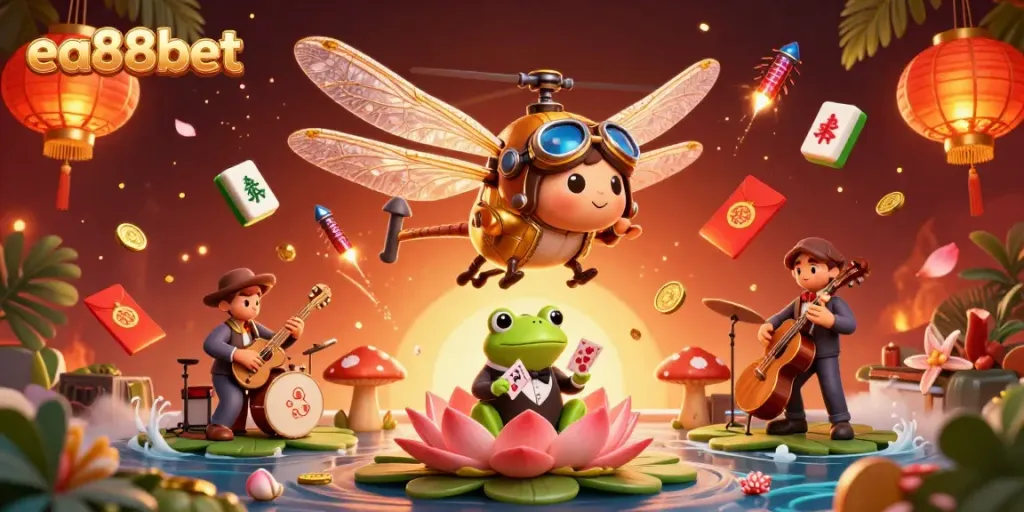 Experience thrilling gameplay at ea88bet with a vibrant 3D casino scene featuring charming characters and dynamic elements.