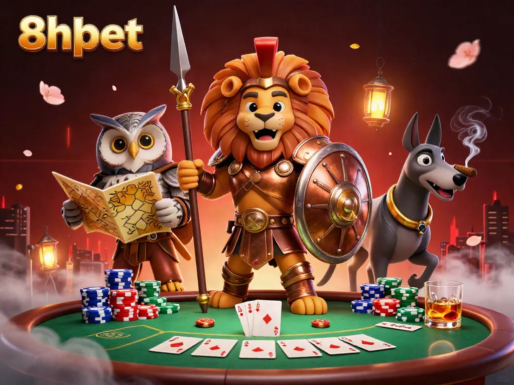 Experience thrilling poker action with 8xbet's dynamic 3D casino scene combining strategy and excitement.