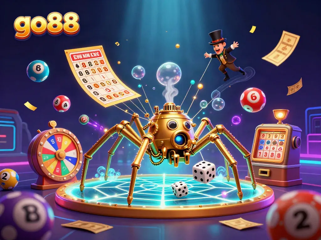 Experience go88's thrilling casino web with spiders, lottery balls, and dazzling prizes.