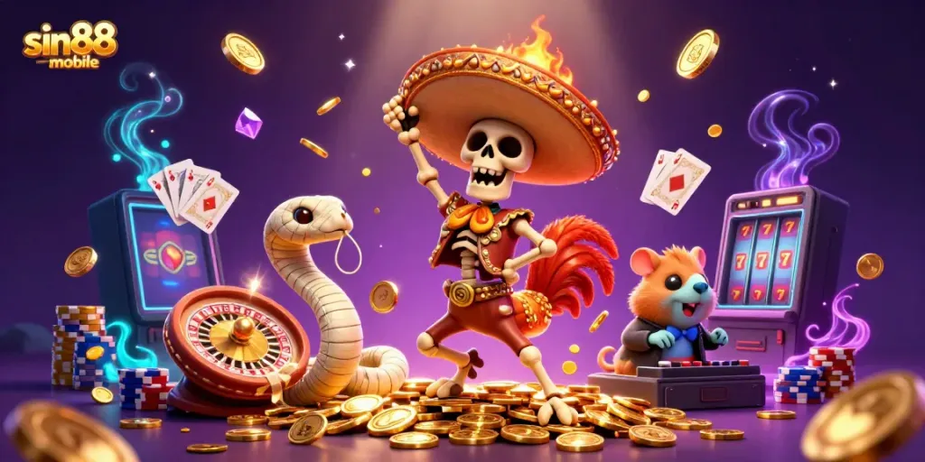 Celebrate big wins with sin88-mobile featuring vibrant casino characters and dynamic game elements.
