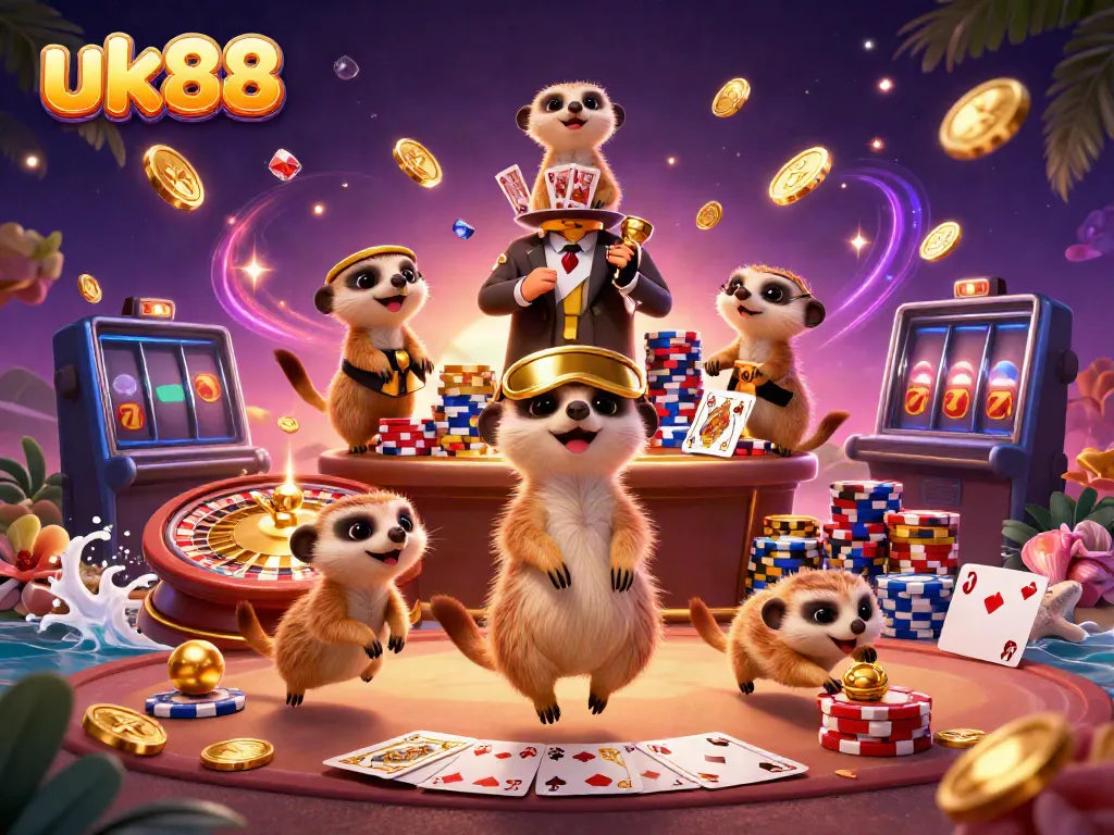 Experience the excitement of the uk88 casino with lively meerkats working in a vibrant 3D scene