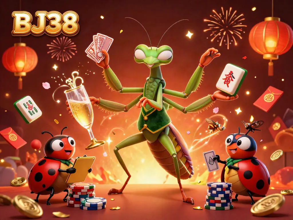 BJ38 showcases a vibrant casino scene with a card sharp and pit boss engaging in lively gambling activities.