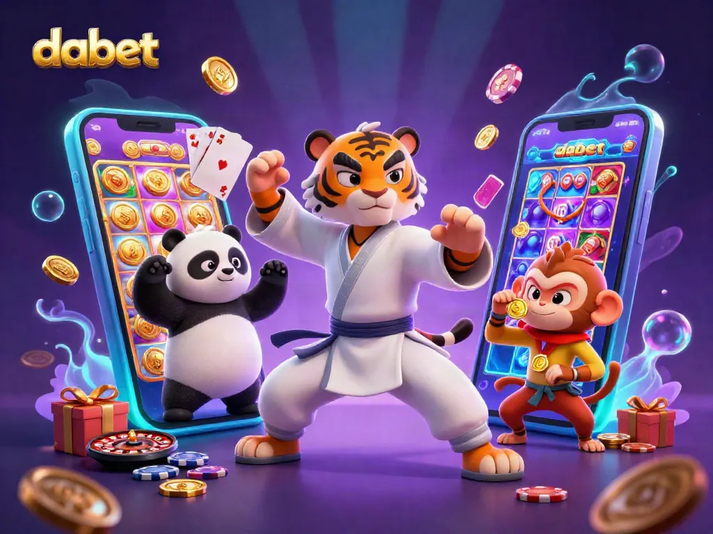 Experience thrilling slot gameplay with dabet's vibrant characters and casino elements.