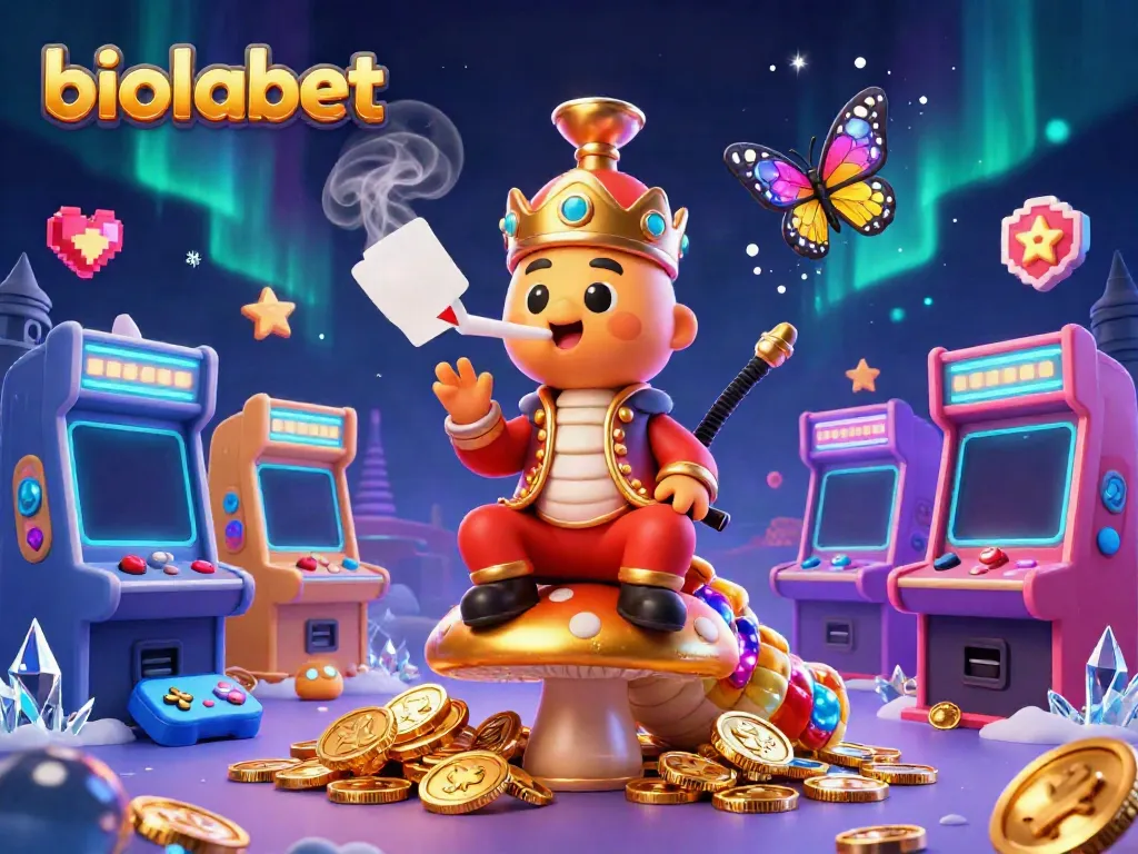 Experience biolabet's vibrant gaming world with a colorful 3D casino scene showcasing thrilling gaming elements.