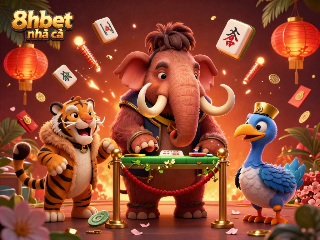 Experience thrilling gaming at 8xbet nhà cái with vibrant characters and dynamic elements in an engaging 3D digital illustration.
