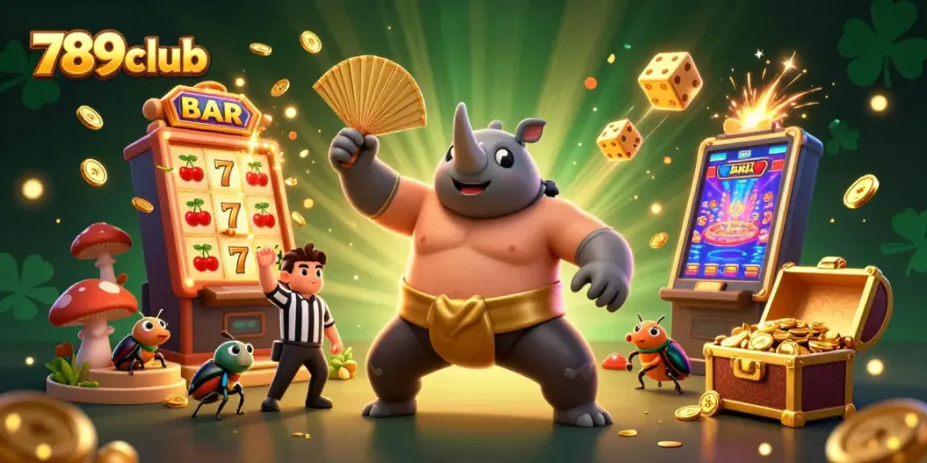 Experience the excitement of 789club with a vibrant 3D casino scene filled with thrilling game elements and characters.