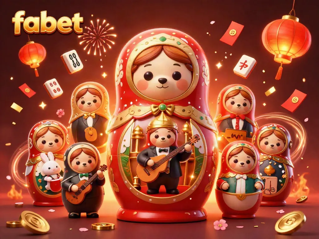 Experience the excitement of gambling with fabet, featuring cartoon bears, casino dealers, and festive elements.