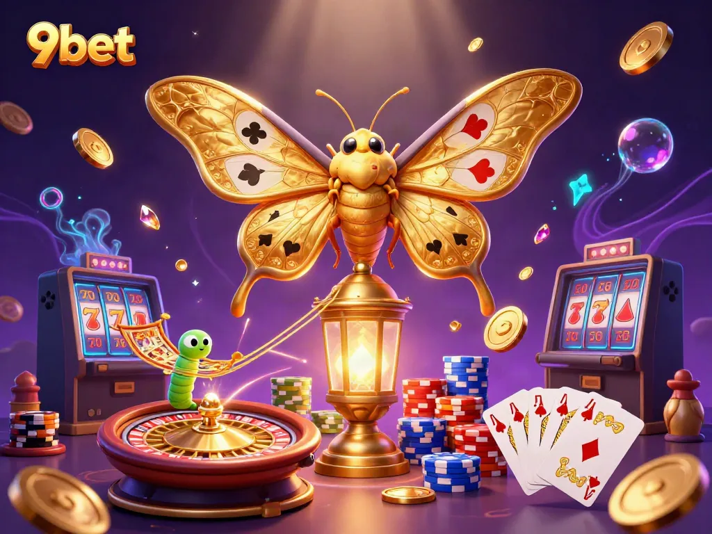 Experience the thrill of 9bet with dynamic gaming elements captured in this vibrant illustration.