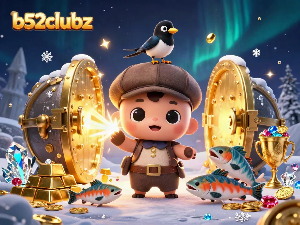 Engage with b52clubz in a vibrant 3D cartoon scene filled with treasures, characters, and excitement.