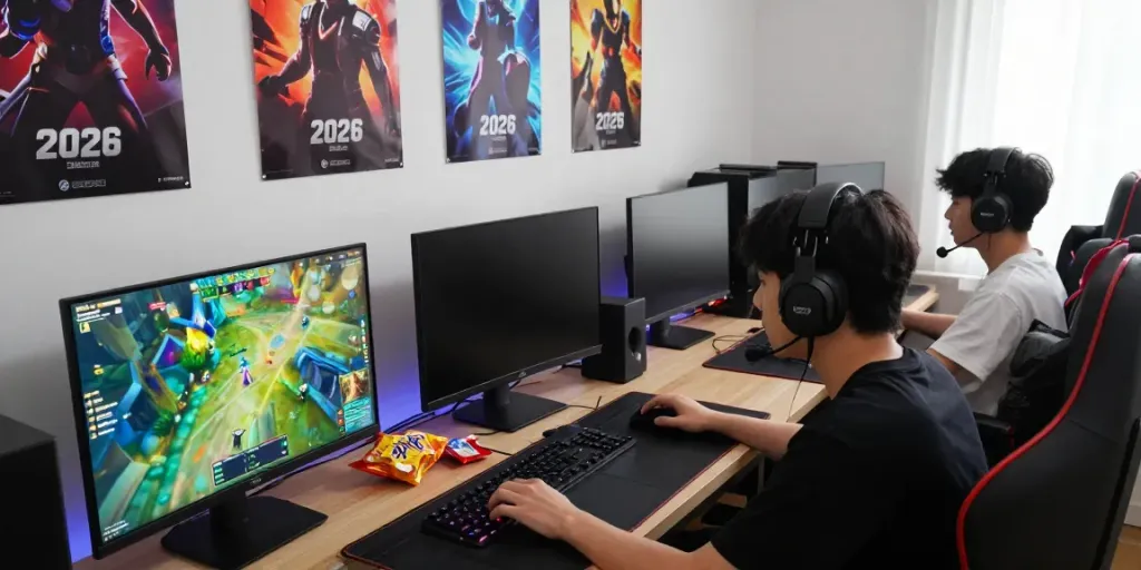 Kilat 404 vibrant online gaming experience with focused players and dynamic graphics.