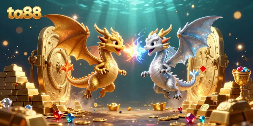 Experience thrilling gameplay with ta88's dynamic gambling scene featuring golden treasures and mythical dragons.