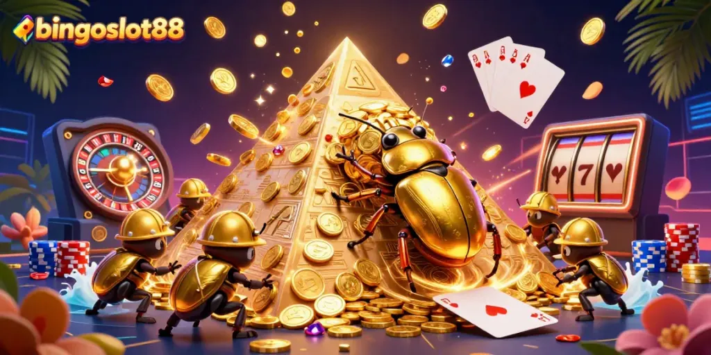 Gulirkan koin emas di BINGOSLOT88 dengan tampilan kasino modern dan permainan seru.