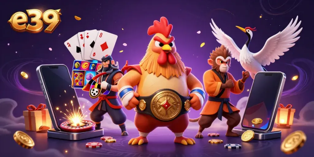 Engage in thrilling e39 casino games with vibrant characters and dynamic gaming elements.
