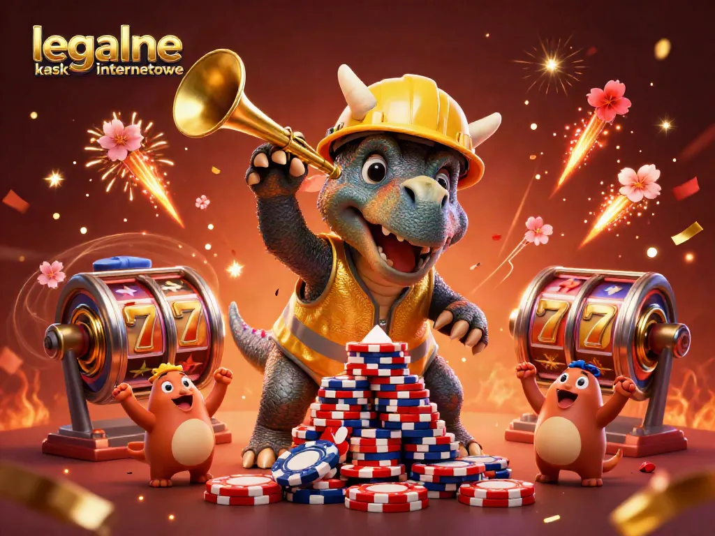 Discover exciting gameplay at legalne kasyna internetowe with dynamic characters amidst a colorful casino celebration.