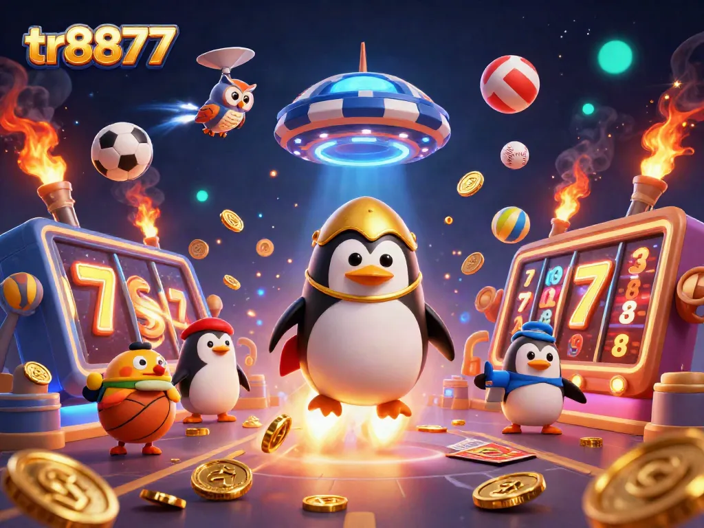 Experience thrilling gameplay with tr8877 as a golden penguin racing to a casino jackpot