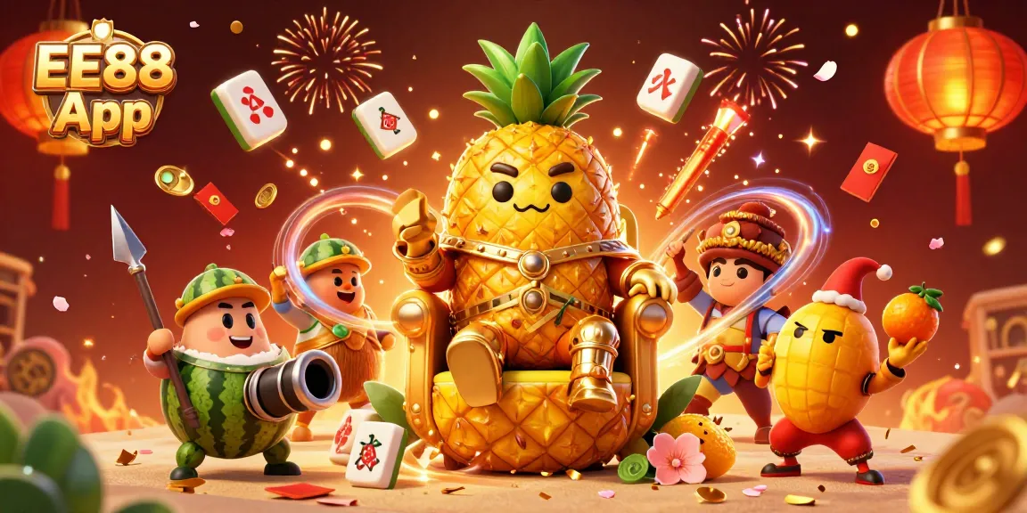 Experience gaming thrills with the EE88 App in this vibrant casino illustration art