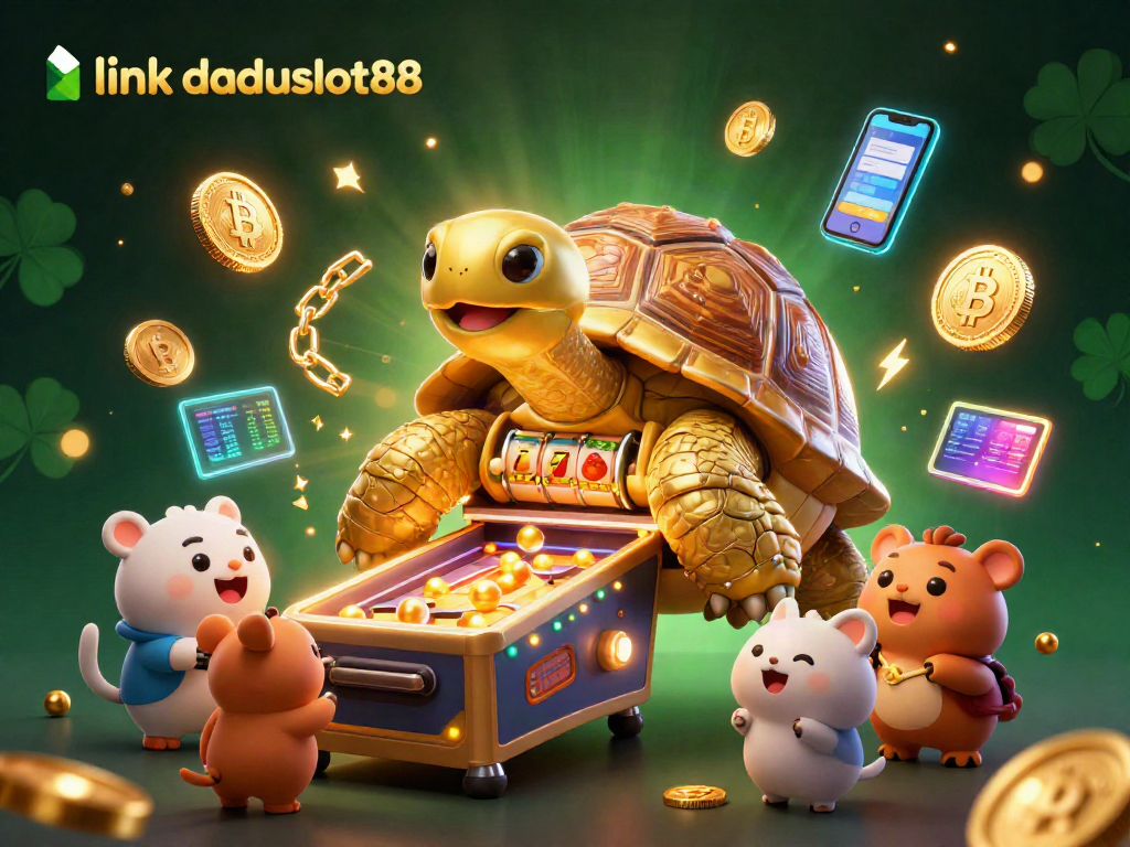 Mainkan slot dengan "link daduslot88" di ilustrasi kasino penuh warna ini yang menampilkan keseruan dan keberuntungan!