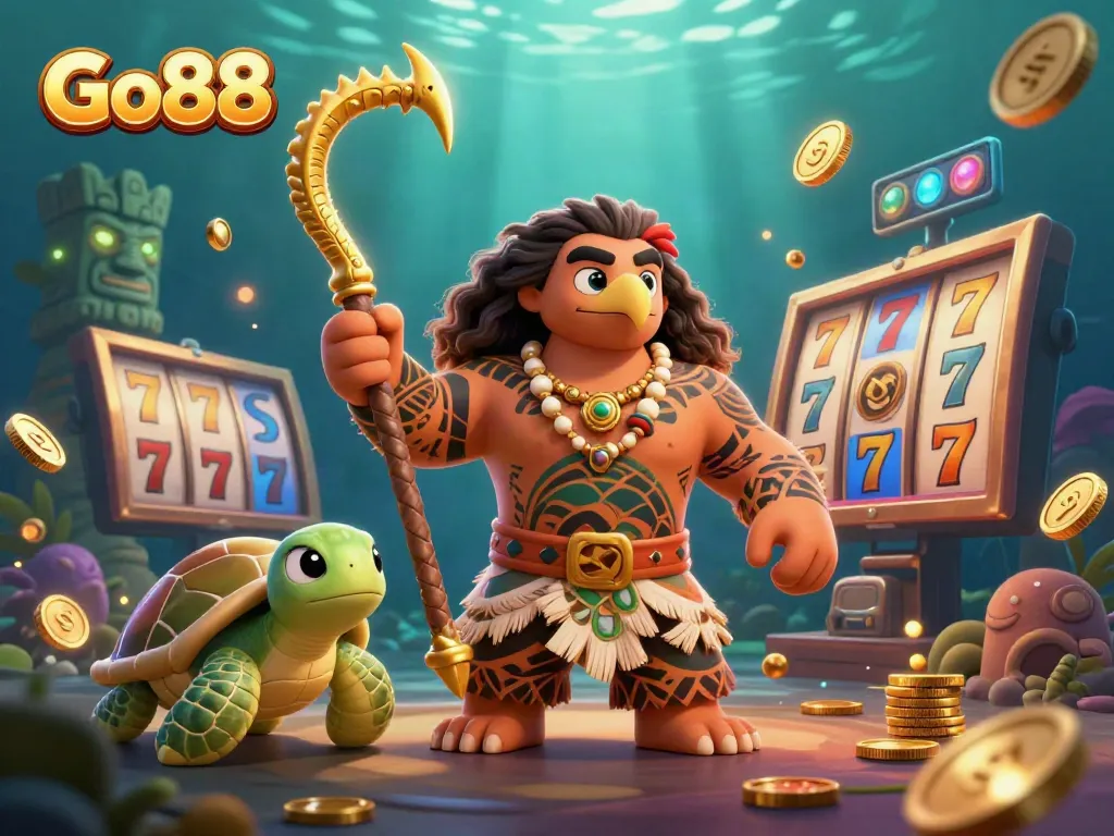 Experience thrilling gameplay with Go88 featuring a demigod hawk and vibrant slot reels.