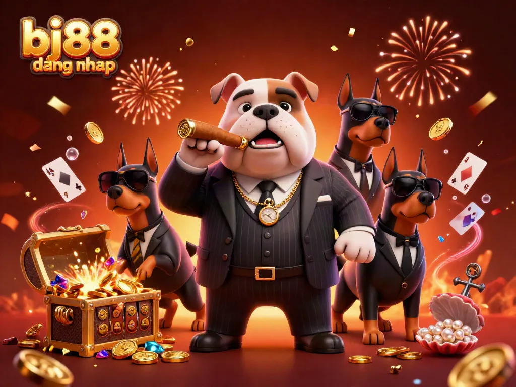 Engage with BJ88 dang nhap for thrilling online casino games, featuring animated characters and dynamic elements.