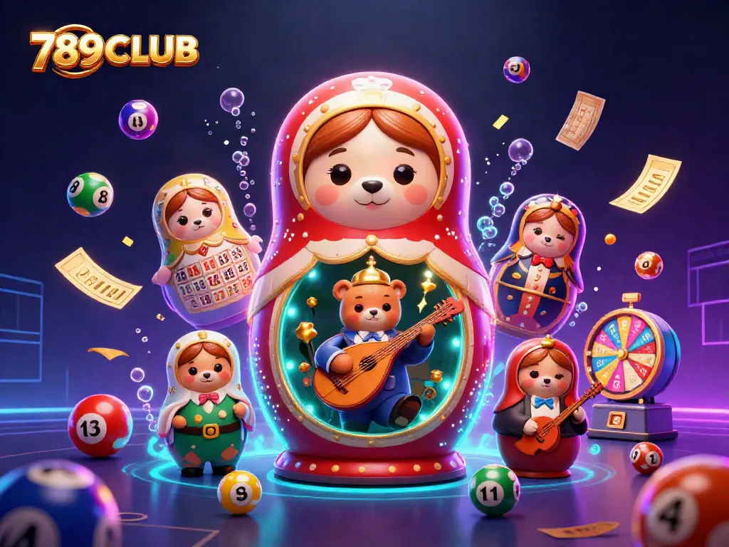 Engage in thrilling games at 789CLUB featuring vibrant lottery balls and energetic characters.